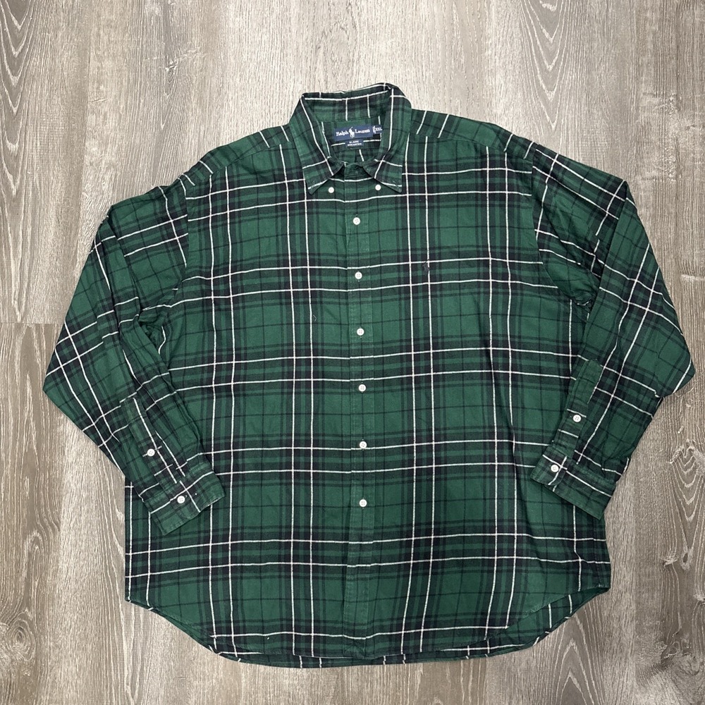 VTG Ralph Lauren Plaid Flannel Long Sleeve Button Shirt Mens XXL Tartan Blaire